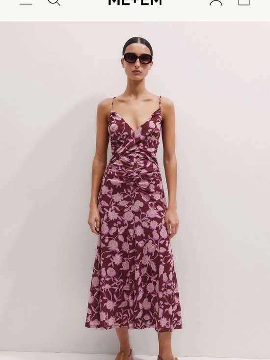 ME+EM Dresses & Skirts - ME+EM Wine and Pink Floral Midi Slip Dress